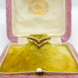 9ct Yellow Gold Small Double Wishbone Band Ring Vintage 1982 London