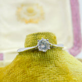 18ct White Gold & 0.5ct Brilliant Cut Diamond Solitaire Ring Antique c1920 Deco
