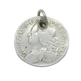 George II Sterling Silver 1757 LIMA Shilling Coin Charm Fob Antique