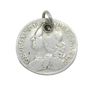 George II Sterling Silver 1757 LIMA Shilling Coin Charm Fob Antique