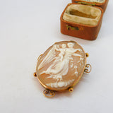 Victorian 9ct Gold Carved Shell Cameo Goddess Aphrodite Brooch Antique