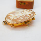 Victorian 9ct Gold Carved Shell Cameo Goddess Aphrodite Brooch Antique