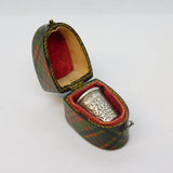 Scottish Victorian McBeth Tartanware Sewing Thimble Box & Thimble Antique c1890
