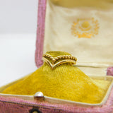 9ct Yellow Gold Small Double Wishbone Band Ring Vintage 1982 London