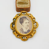 Large Victorian 9ct Yellow Gold Floral Mourning Swivel Brooch c1860 Antique