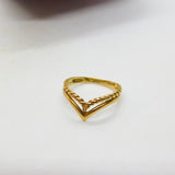 9ct Yellow Gold Small Double Wishbone Band Ring Vintage 1982 London