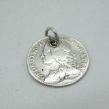 George II Sterling Silver 1757 LIMA Shilling Coin Charm Fob Antique