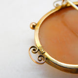 Victorian 9ct Gold Carved Shell Cameo Goddess Aphrodite Brooch Antique