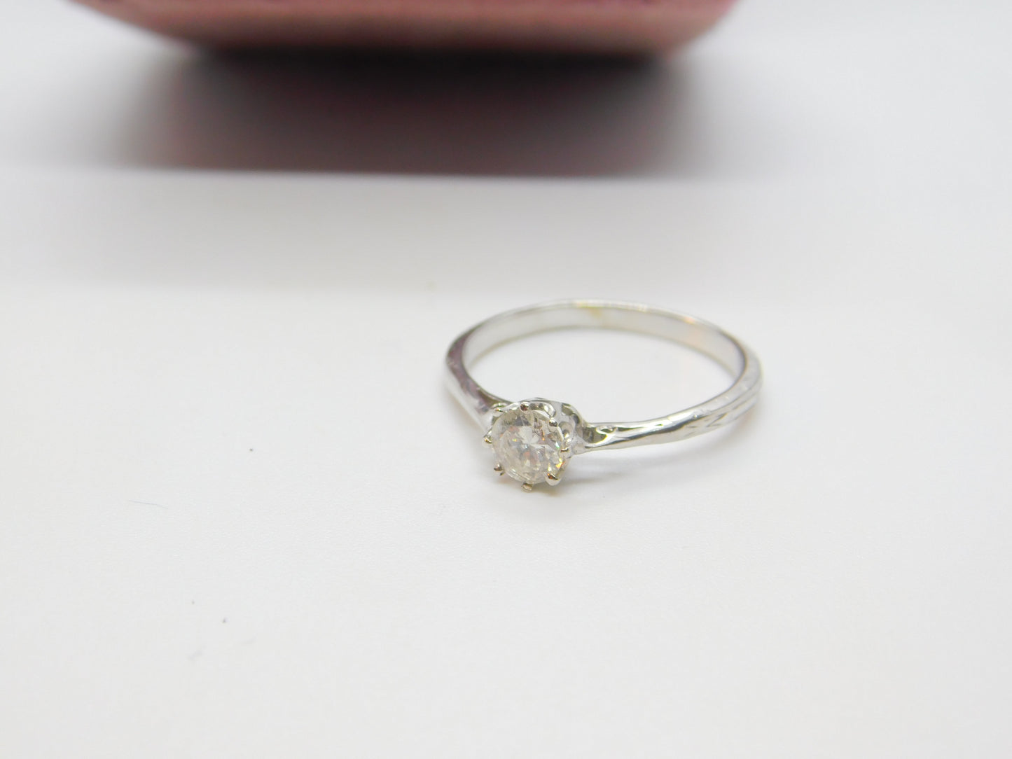 18ct White Gold & 0.5ct Brilliant Cut Diamond Solitaire Ring Antique c1920 Deco