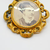 Large Victorian 9ct Yellow Gold Floral Mourning Swivel Brooch c1860 Antique