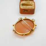 Victorian 9ct Gold Carved Shell Cameo Goddess Aphrodite Brooch Antique