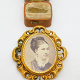 Large Victorian 9ct Yellow Gold Floral Mourning Swivel Brooch c1860 Antique