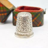 Scottish Victorian McBeth Tartanware Sewing Thimble Box & Thimble Antique c1890