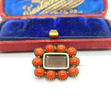 Georgian 9ct Rose Gold, Coral & Hair Set Locket Mourning Brooch c1820 Antique