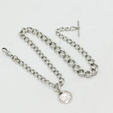 Victorian Sterling Silver Graduating Single Albert Watch Chain Antique c1890