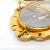 Large Victorian 9ct Yellow Gold Floral Mourning Swivel Brooch c1860 Antique