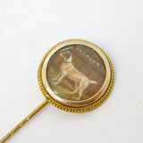 Victorian Gold Plated Painted Miniature 'Tackler' Terrier Dog Stick Pin Antique c1850