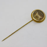Victorian Gold Plated Painted Miniature 'Tackler' Terrier Dog Stick Pin Antique c1850