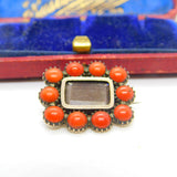 Georgian 9ct Rose Gold, Coral & Hair Set Locket Mourning Brooch c1820 Antique