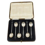 Art Deco Boxed Set of Sterling Silver Coffee Bean Teaspoons Antique Sheffield