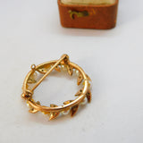 Edwardian 9ct Gold Seed Pearl Set Wreath Brooch c1910 Antique