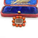 Georgian 9ct Rose Gold, Coral & Hair Set Locket Mourning Brooch c1820 Antique