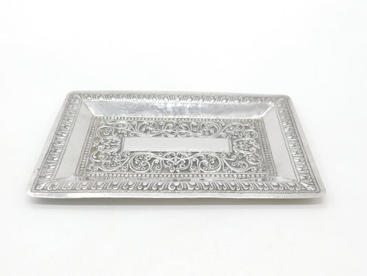 Victorian Anglo-Indian Sterling Silver Floral Pattern Dish Antique c1880