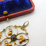 Edwardian 9ct Yellow Gold Floral Citrine Lavalier Drop Pendant c1910 Antique