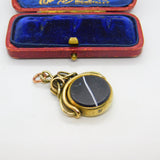 Victorian Rolled Gold, Banded Agate & Sardonyx Spinning Fob Pendant c1850