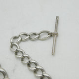 Victorian Sterling Silver Graduating Single Albert Watch Chain Antique c1890