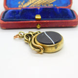 Victorian Rolled Gold, Banded Agate & Sardonyx Spinning Fob Pendant c1850