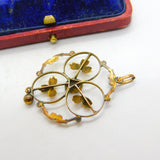 Edwardian 9ct Yellow Gold Floral Citrine Lavalier Drop Pendant c1910 Antique
