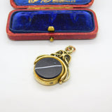 Victorian Rolled Gold, Banded Agate & Sardonyx Spinning Fob Pendant c1850