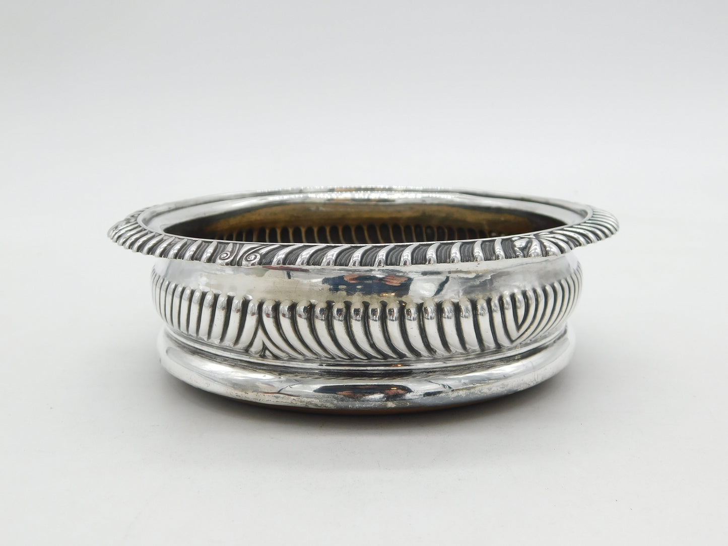 George III Sterling Silver Heraldic Crest Bottle Coaster Antique 1796 Sheffield