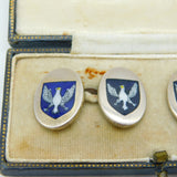 Boxed 19th Century Gilt Metal & Enamel Prussian Eagle Cufflinks Antique c1880