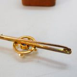 Edwardian 9ct Yellow Gold, Pearl & Sapphire Bar Brooch c1910 Antique