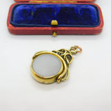 Victorian Rolled Gold, Banded Agate & Sardonyx Spinning Fob Pendant c1850