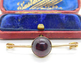 Victorian 9ct Yellow Gold Cabochon Garnet Bar Brooch Antique 1901 Chester