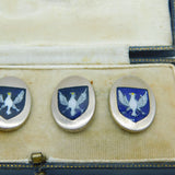 Boxed 19th Century Gilt Metal & Enamel Prussian Eagle Cufflinks Antique c1880