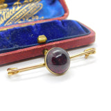 Victorian 9ct Yellow Gold Cabochon Garnet Bar Brooch Antique 1901 Chester
