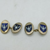 Boxed 19th Century Gilt Metal & Enamel Prussian Eagle Cufflinks Antique c1880
