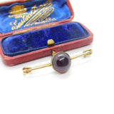 Victorian 9ct Yellow Gold Cabochon Garnet Bar Brooch Antique 1901 Chester