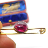 Victorian 9ct Yellow Gold Cabochon Garnet Bar Brooch Antique 1901 Chester