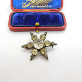 Victorian Sterling Silver Paste Set Starburst Brooch 1890 Chester Antique