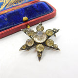 Victorian Sterling Silver Paste Set Starburst Brooch 1890 Chester Antique