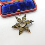 Victorian Sterling Silver Paste Set Starburst Brooch 1890 Chester Antique
