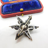Victorian Sterling Silver Paste Set Starburst Brooch 1890 Chester Antique