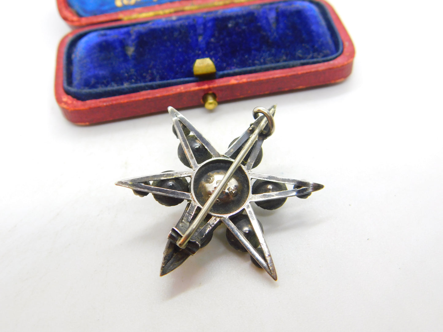 Victorian Sterling Silver Paste Set Starburst Brooch 1890 Chester Antique