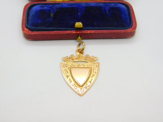Victorian 9ct Rose Gold Regal Form Sporting Fob Medal 1890 Birmingham Antique