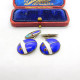 Egyptian Sterling Silver Colourful Enamel Scarab Beetle Cufflinks c1920 Antique